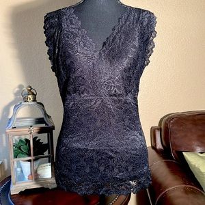 INC International Concepts black lace sleeveless top